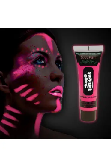 Karanlıkta Parlayan Fosforlu Neonlu Glow Parti Yüz Boyası Vücut Kremi Pembe Renk