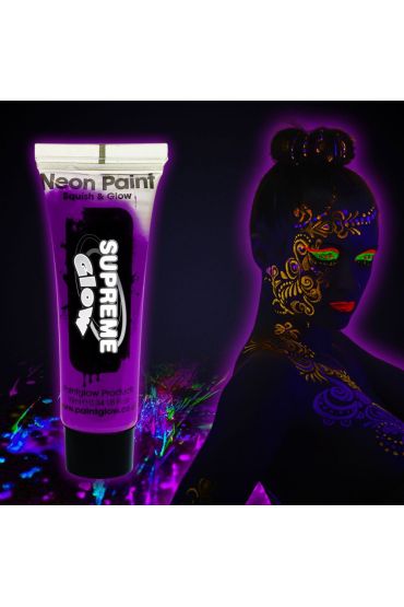 Karanlıkta Parlayan Fosforlu Neonlu Glow Parti Yüz Boyası Vücut Kremi Mor Renk
