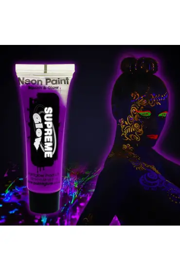 Karanlıkta Parlayan Fosforlu Neonlu Glow Parti Yüz Boyası Vücut Kremi Mor Renk