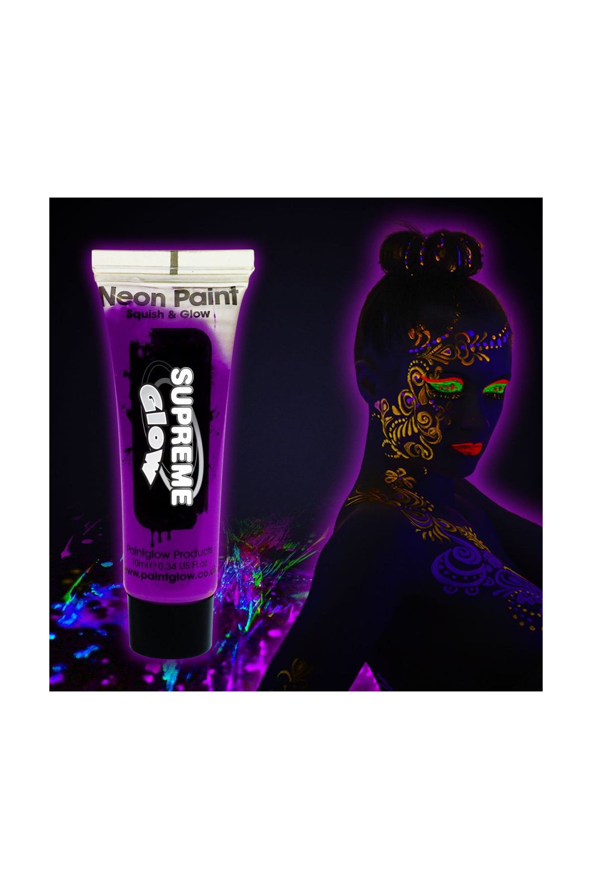 Karanlıkta Parlayan Fosforlu Neonlu Glow Parti Yüz Boyası Vücut Kremi Mor Renk