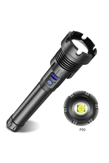 PS-1690 Xhp90 LED 10000 Lümen Zoomlu USB Şarj Edilebilir Profesyonel Avcı Bekçi Feneri