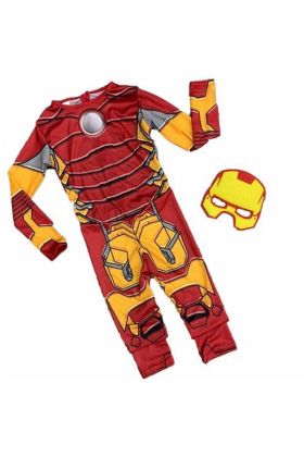 Maskeli Çocuk Demir Adam Kostümü - Çocuk İron Man Kostümü 7-8 Yaş