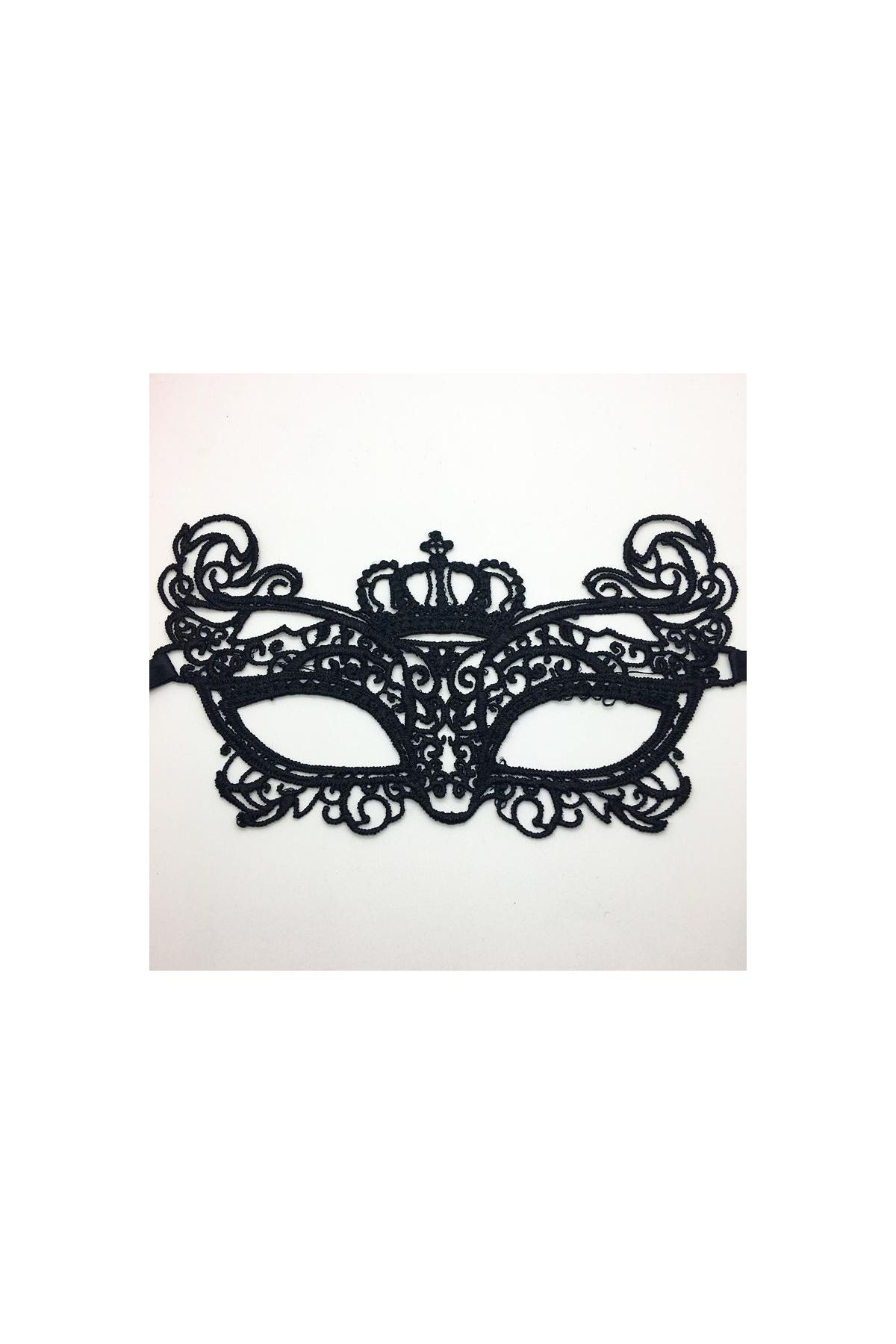 Siyah Renk Dantel İşlemeli Örgülü Parti Maskesi Model 6