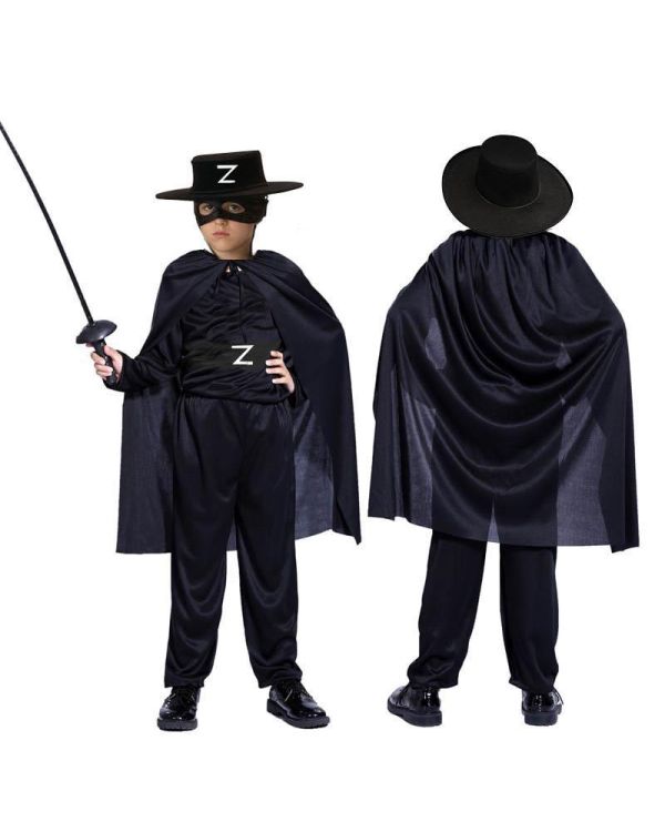 Zorro Kara Şövalye Kostümü - Zorro Kostümü Çocuk Boy 5-6 Yaş