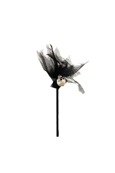 Siyah Renk Kuru Kafa Temalı Cadı Süpürgesi 90 cm