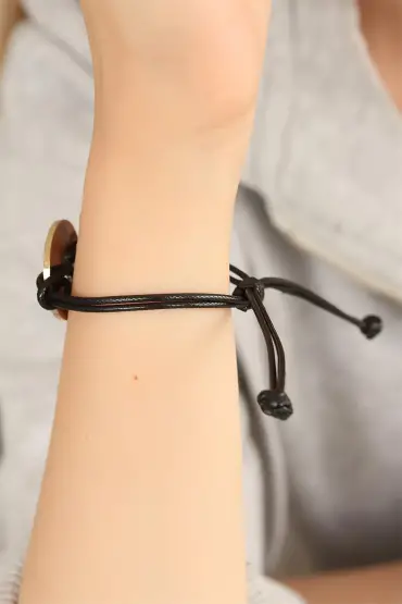 FREEDOM (Özgür) Siyah Deri İpli Unisex Mood Bileklik - TJ-BB1988