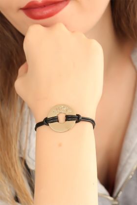 LUCKY (Şanslı) Siyah Deri İpli Unisex Mood Bileklik - TJ-BB1982