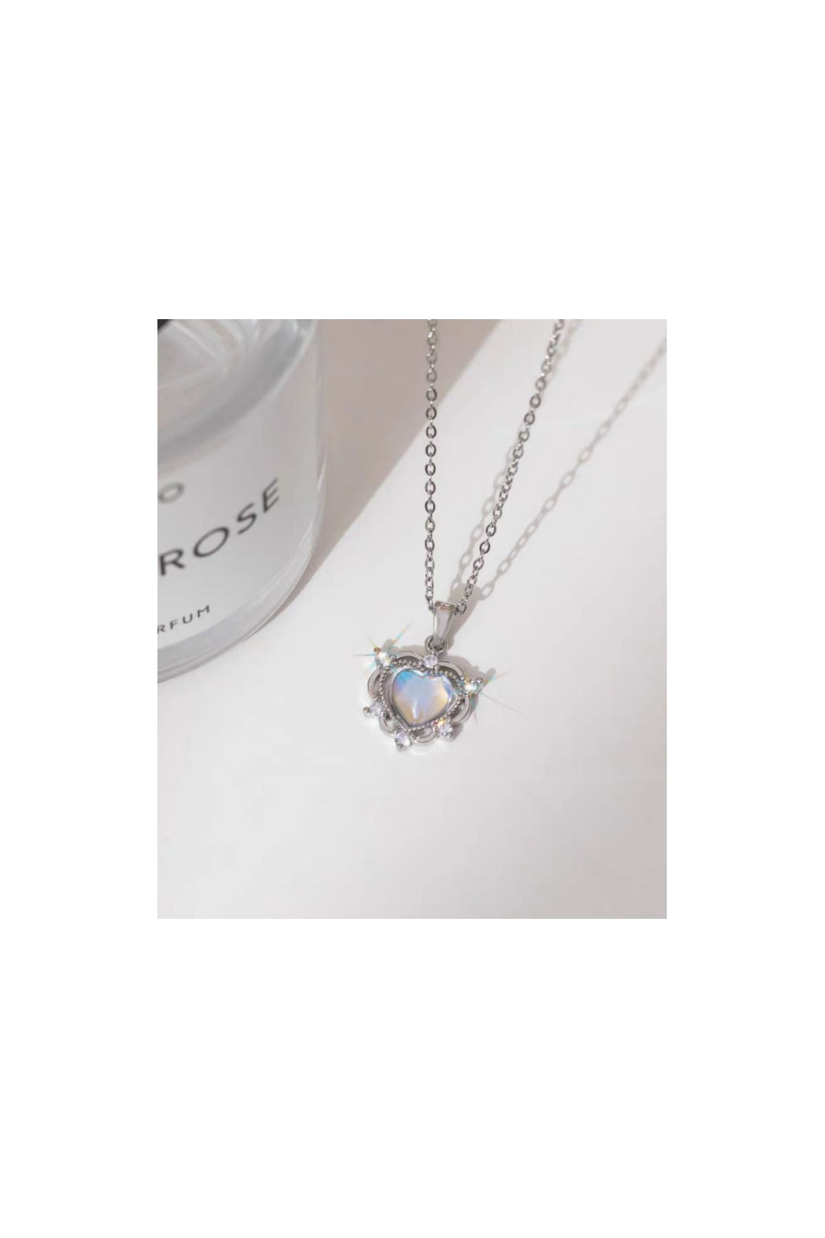 316L Çelik Zincir Gümüş Renk Kalp Model Kadın Kolye - TJ-BKO7823