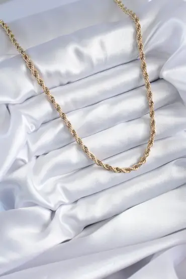 316L Çelik Gold Renk 60 cm Burgu Model Kadın Kolye - TJ-BKO7972