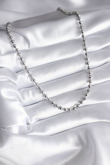 Pirinç Gümüş Renk Topçuk Detay Kadın Kolye - TJ-BKO8238