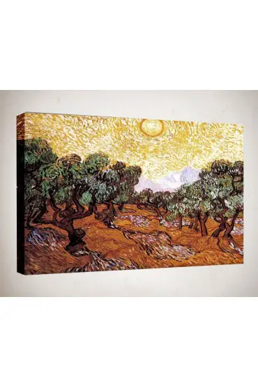 Kanvas Tablo - Van Gogh Tablolar Sarı Gökyüzü ve Güneş ile Zeytin   - VG18