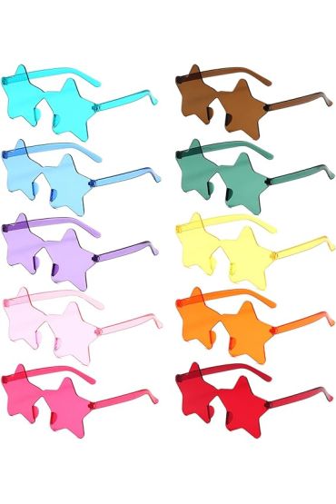Yıldız Şekilli Çerçevesiz Parti Gözlüğü 6 Renk 6 Adet ( )