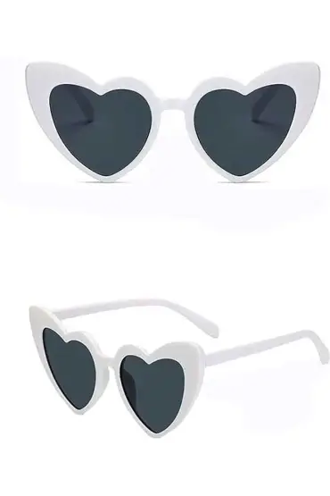 Beyaz Renk Kalp Şekilli Parti Gözlüğü 15x5 cm