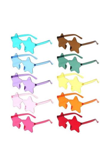 Yıldız Şekilli Çerçevesiz Parti Gözlüğü 6 Renk 6 Adet