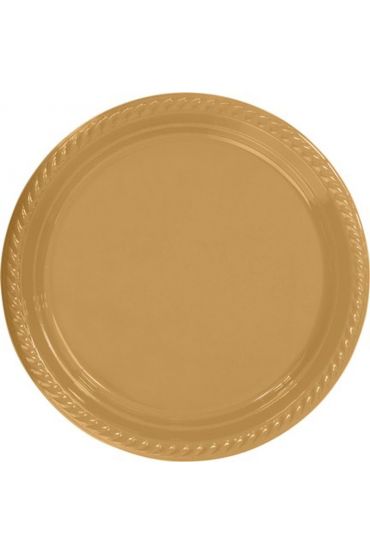 Gold Plastik Tabak 22 cm 25li