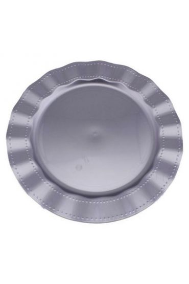 Gümüş Rengi Lüks Plastik Mika Yuvarlak Tabak 26 cm 6 Adet