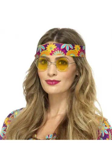 Yuvarlak Cam John Lennon Tarzı Hippi Gold Çerçeveli Sarı Gözlük ( )