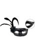 Siyah Renk Yandan Tüylü Güllü Gümüş Taşlı Pullu Maske 20x22 cm ( )