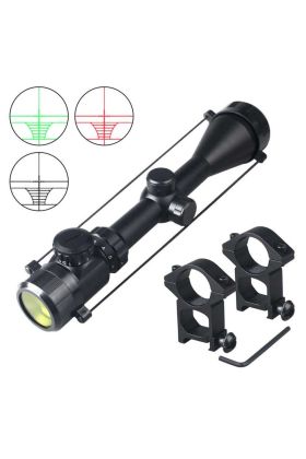 Spike 3-9x50 Zoomlu Keskin Nişancı Tüfek Dürbünü Kırmızı Yeşil Işık Çelik Gövde