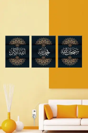  104 SUBHANALLAH ELHAMDULİLLAH ALLAHUEKBER 3 parçalı tablo.jpg  (210 x 100) cm