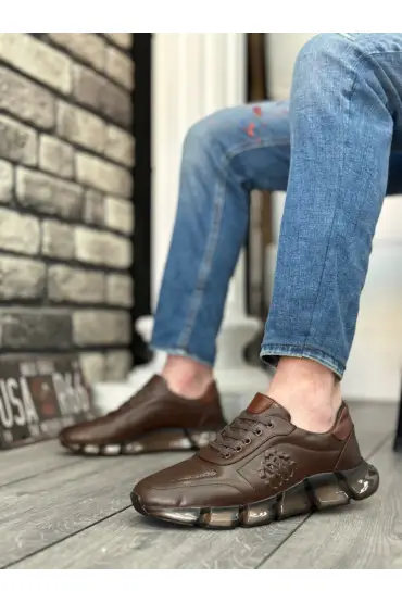  946 İçi Dışı Hakiki Deri Rahat Taban Kahve Sneakers Casual Erkek Ayakkabı