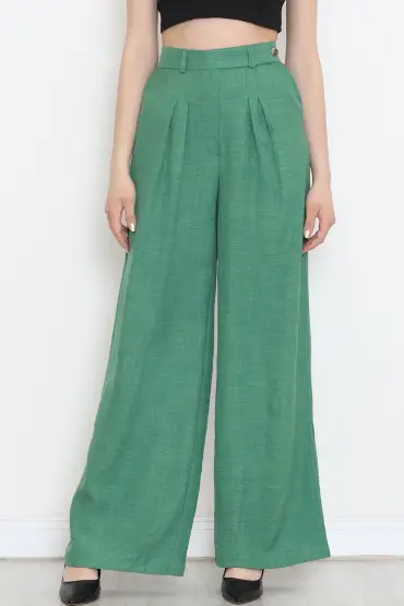  275 Keten Pantolon Yeşil
