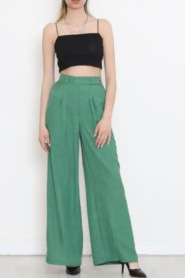  275 Keten Pantolon Yeşil
