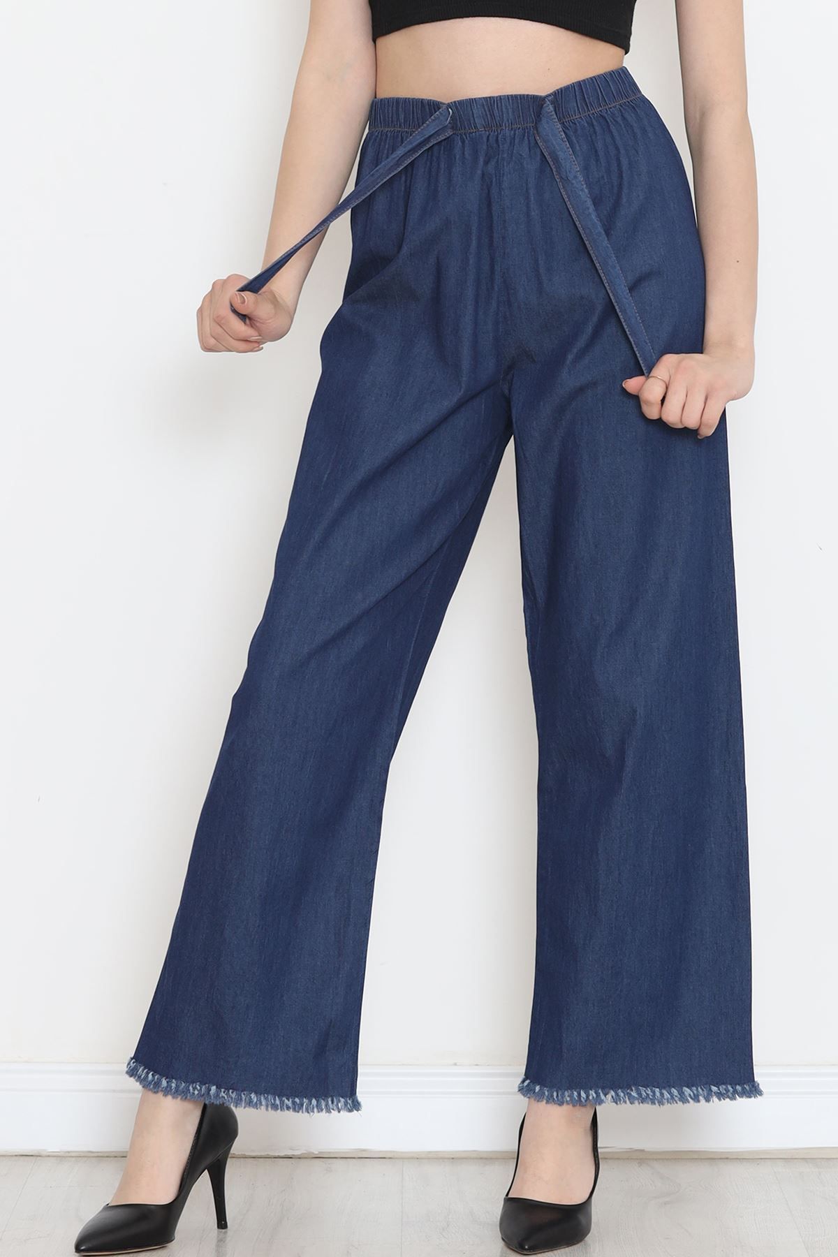 275 Paça Püsküllü Pantolon Koyumavi