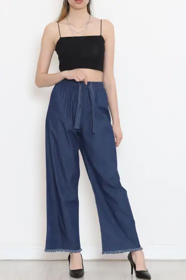  275 Paça Püsküllü Pantolon Koyumavi