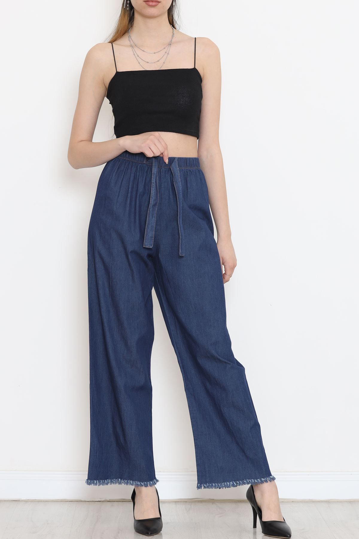 275 Paça Püsküllü Pantolon Koyumavi