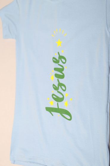  275 10-16 Yaş Baskılı Çocuk Tişört Mavi