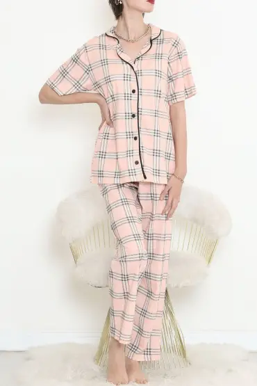  275 Düğmeli Pijama Takımı Pudrakareli
