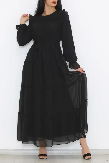  275 Şifon Elbise Siyah
