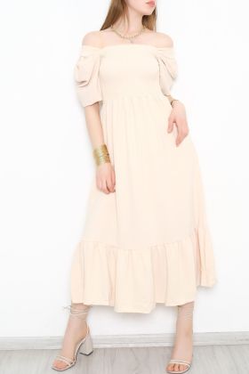  275 Gipeli Ayrobin Elbise Bej1