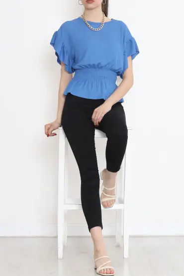  275 Bel Lastikli Bluz İndigo