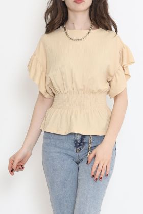  275 Bel Lastikli Bluz Bej