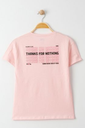  275 13-16 Yaş Baskılı Çocuk Tişört Pembe