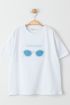  275 8-12 Yaş Baskılı Çocuk Tişört Beyaz