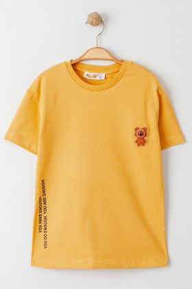  275 3-7 Yaş Işıklı Çocuk Tişört Hardal