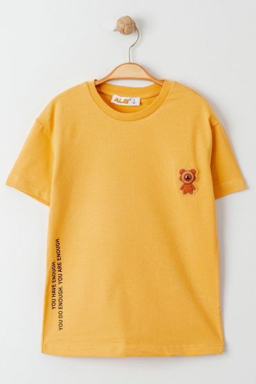  275 3-7 Yaş Işıklı Çocuk Tişört Hardal