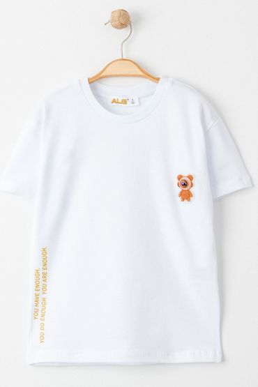  275 3-7 Yaş Işıklı Çocuk Tişört Beyaz