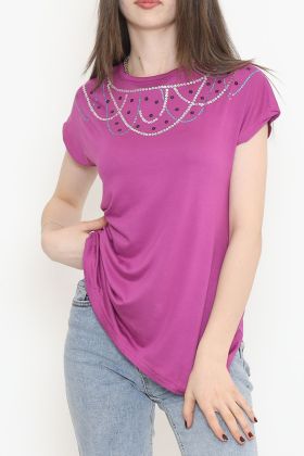  275 Pul Detaylı Bluz Mor