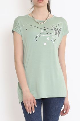  275 Pul İşlemeli Bluz Pastelyeşil