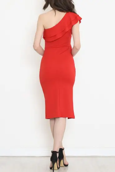 Fırfırlı Elbise Kırmızı - 12238.631.
