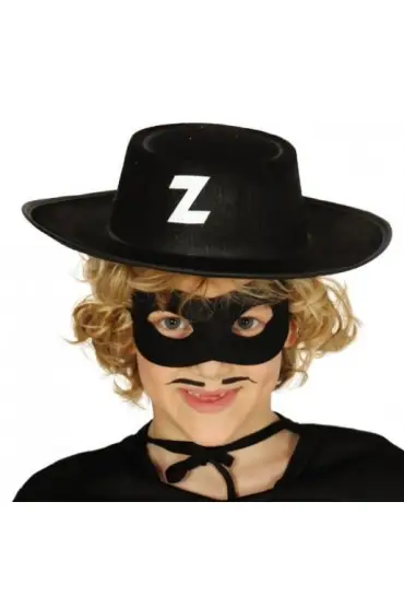 Z Logolu Zorro Şapkası ve Zorro Maskesi Çocuk Boy ( )