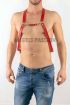  41 Deri Erkek Harness Pantolon Aksesuar, Göğüs Erkek Harness - Ürün Rengi:Kırmızı