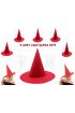 Kırmızı Renk Keçe Cadı Şapkası Yetişkin Çocuk Uyumlu 6 Adet ( )