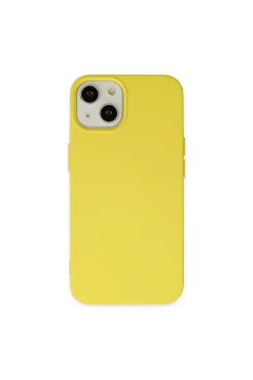  942 İphone 14 Kılıf Nano İçi Kadife  Silikon - Ürün Rengi : Sarı
