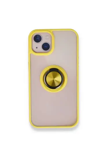  942 İphone 13 Kılıf Montreal Yüzüklü Silikon Kapak - Ürün Rengi : Sarı