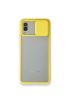  942 Samsung Galaxy A02 Kılıf Palm Buzlu Kamera Sürgülü Silikon - Ürün Rengi : Sarı